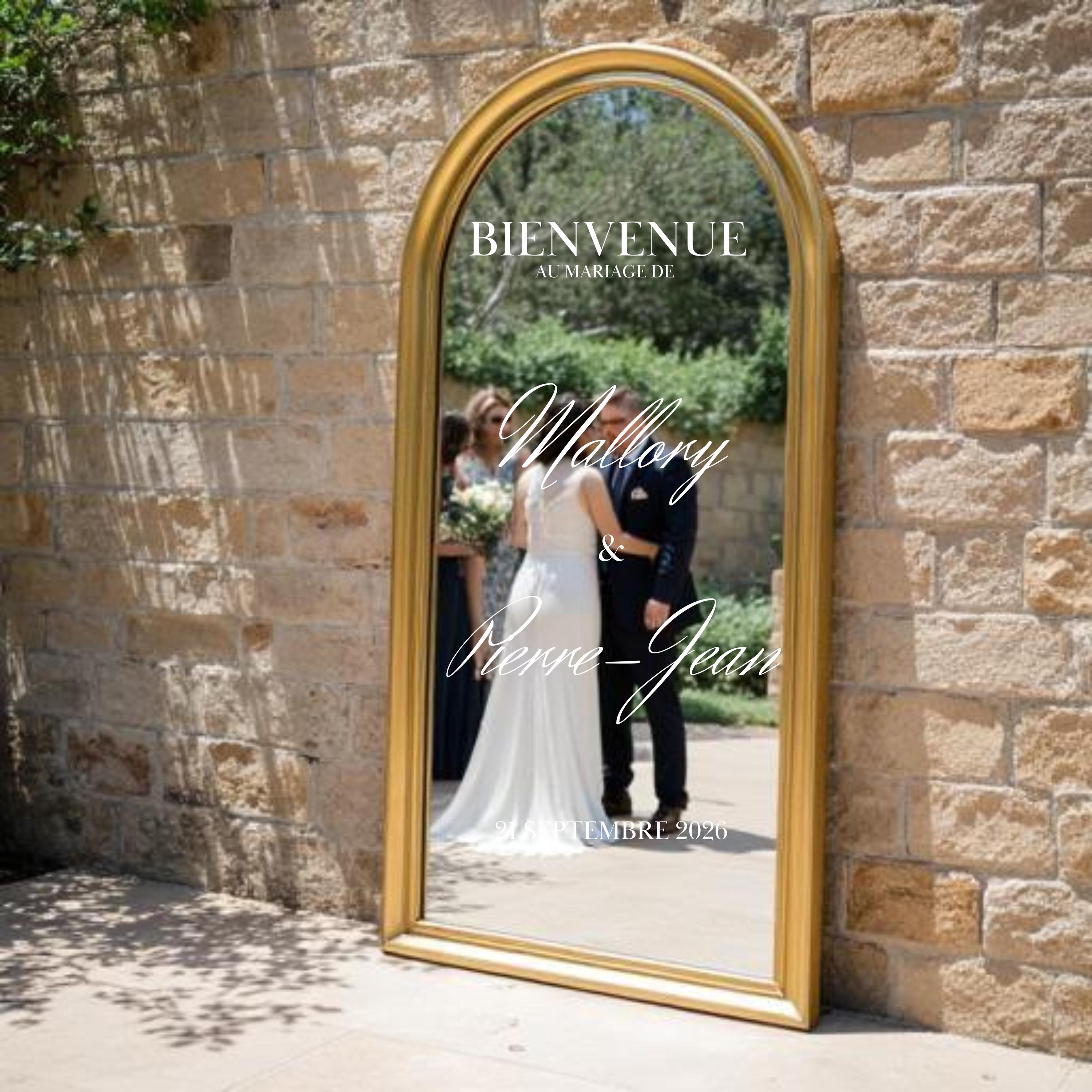 Stickers pour miroir de mariage, lot d'autocollants pour panneaux de bienvenue au mariage, texte personnalisable découpé sans fond transparent
